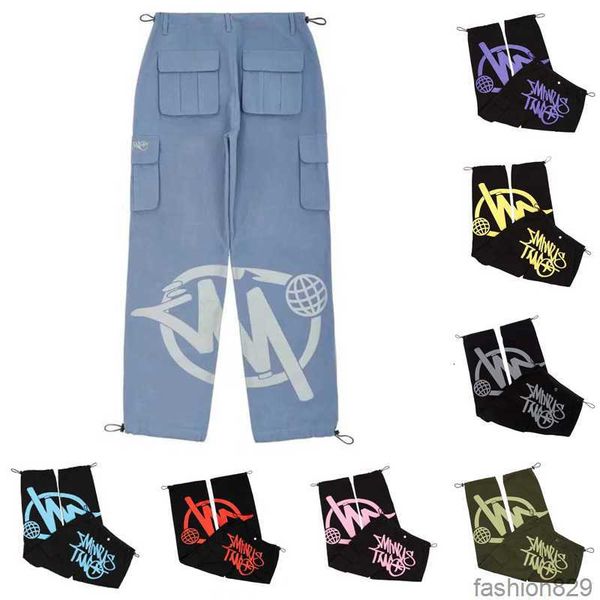

mens pants minus two cargo y2k casual pants loose punk rock straight wide leg trouser streetwear pant retro street trend overalls minustwo, Blue