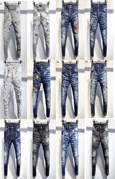

5a r mens jeans men ripped stretch fashion slim fit washed motocycle denim pant biker hip hop trousers bla1433473, Blue