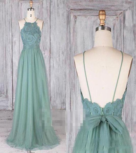 

2021 green bridesmaid dresses a line halter lace tulle backless floor length wedding guest dresses for beach39439856695519, White;pink
