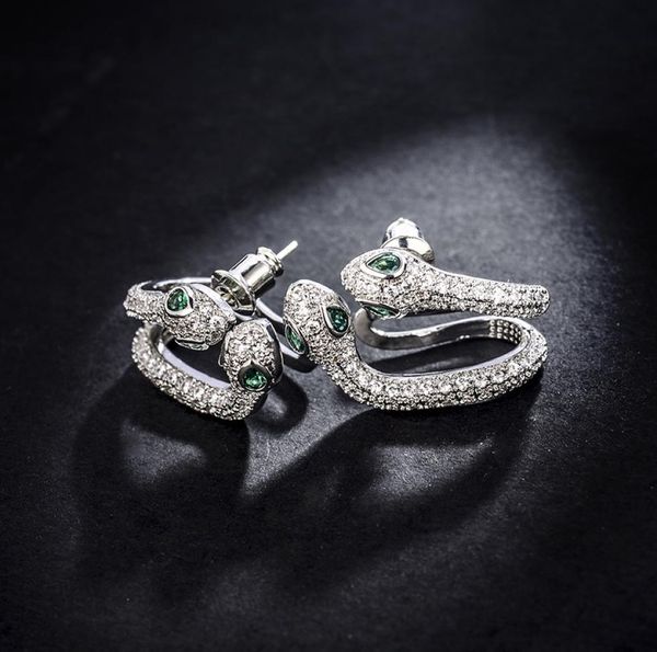 

fashion- double head earrings female exaggerated white gold gold single left ear bone clip fashion personality animal earrings7399826, Silver