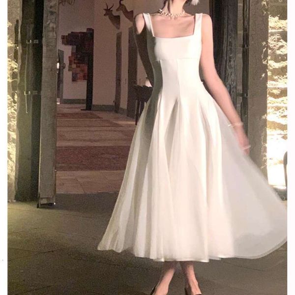 

luo man white strap dress womens gauze puffy fairy long, Black;gray