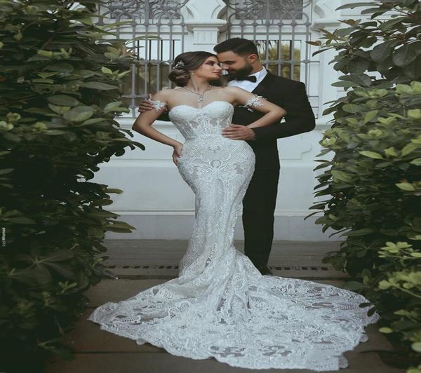 

2022 white mermaid lace plus size beach wedding gowns sweetheart drop waist berta bridal dresses8841735
