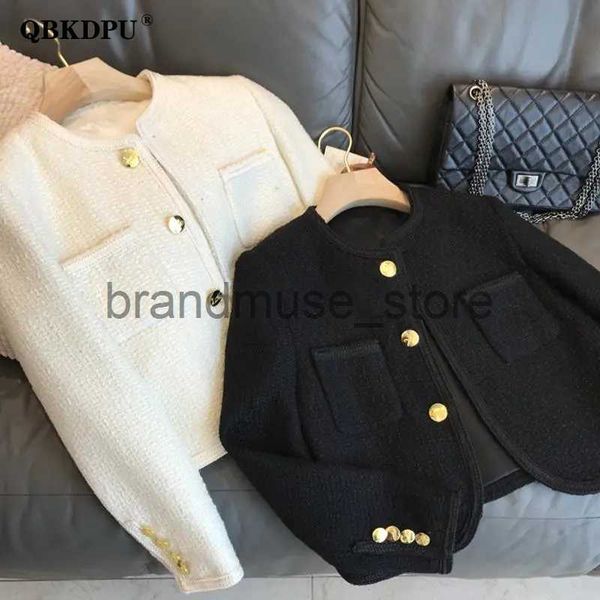 

women's jackets women's slim tweed short jackets wool blend casual vintage coats korean fashion casacos chic new in outerwears ele, Black;brown