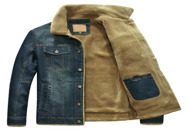 

new mens winter jeans jacket denim blue cowboy coats plus velvet liner thick warm bomber outerwear2901277, Black;brown