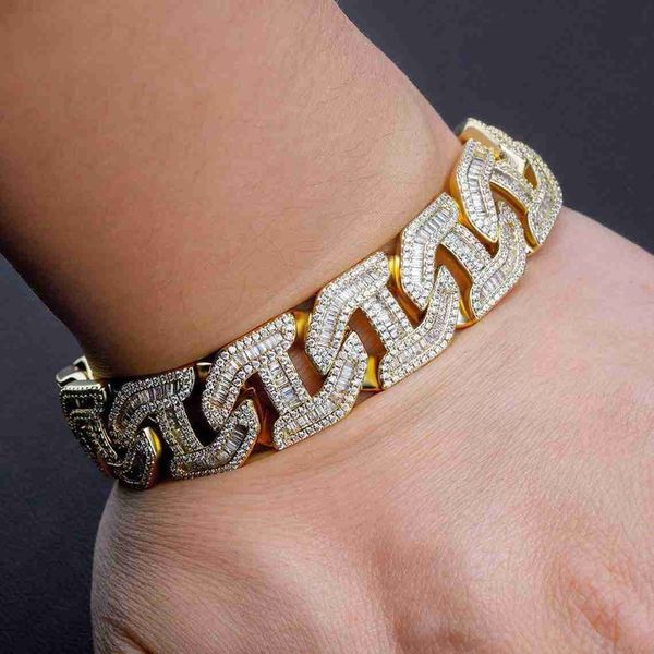 

iced out solid 925 sterling silver men's 15mm wide vvs moissanite diamonds cuban chain bracelet
