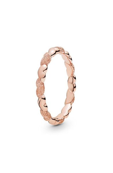 

18k rose gold plated matte brilliance heart band ring retail box 925 sterling silver women wedding gift rings sets8274926, Slivery;golden