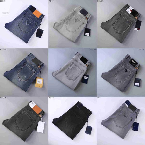

2023 men's jeans casual pants luxury designer brand high street straight jean mens blue jeans washed big hole zipper biker pants black