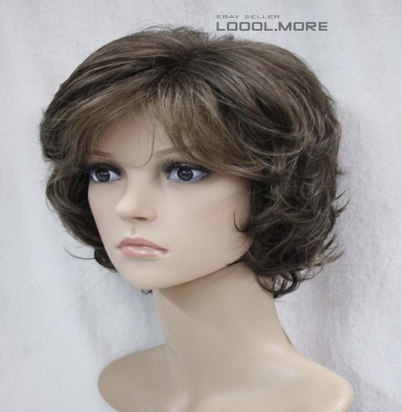

dark brown mix curly women ladies daily fluffy hivision synthetic wig tld036 for women wig deliver8062766, Black