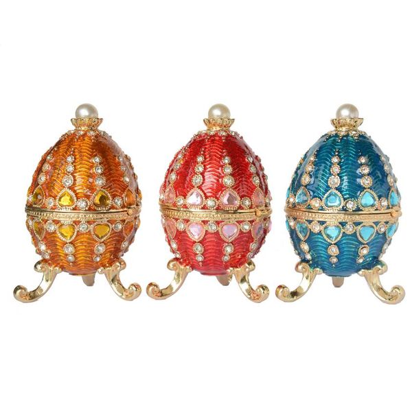 

russian craft faberge egg w castle trinket box metal egg jewelry box christmasbirthday gifts5464760, Black;white