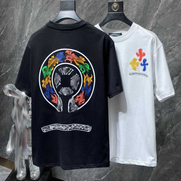 

luxury fashion men's t shirt brandch t-shirts designers men women tees horseshoe sanskrit cross print classics cotton t-shirt casual s, White;black