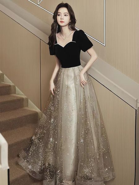 

princess prom dresses sequins beaded mermaid evening gowns custom made sweep train special occasion dress birthday engagement gowns dresses, Black