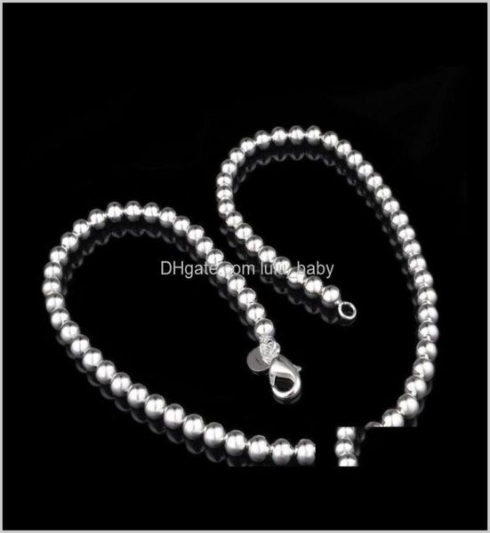 

beaded pendants drop delivery 2021 jewelry with 6mm 4mm sterling sier ball number 8mm 10mm sliver 925 solid round chains necklaces9270625, Silver