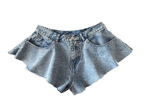 

irregular denim shorts for women summer 2021 runway high waisted mini micro blue jeans skirts female with pockets4492945