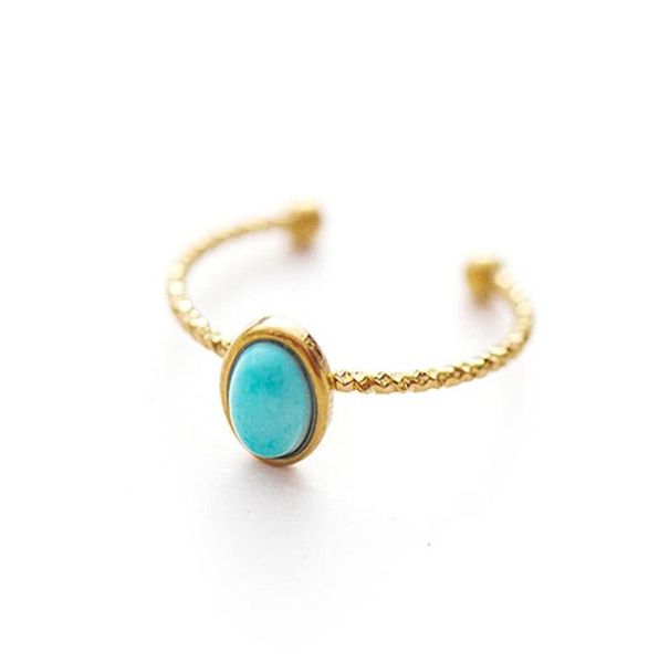

wedding rings simple stainless steel gold open turquoise embossed enamel for women adjustable ring fashion jewelry gift 20213672736, Slivery;golden