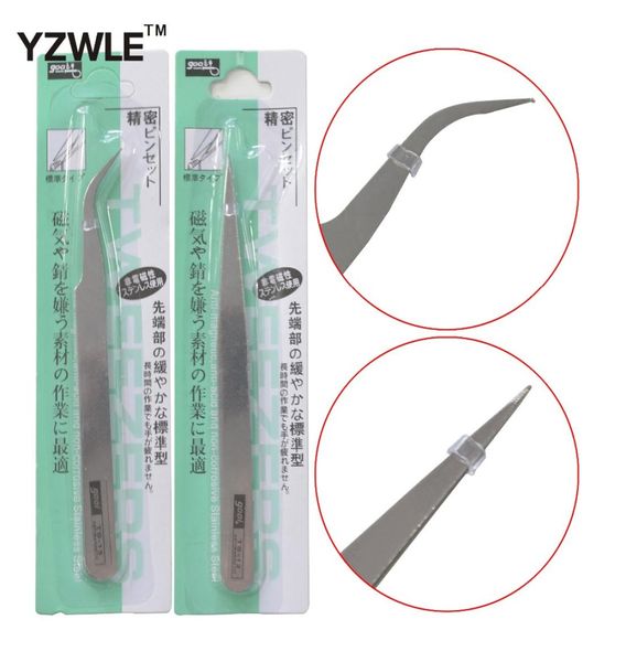 

whole yzwle 1 pc sliver handle stainless steel eyelashnail art curved straight tweezers tool for picking rhinestones gem too3060586