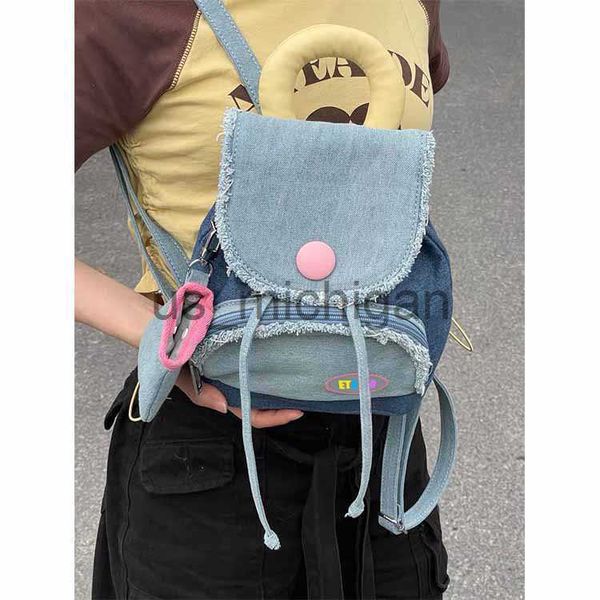

backpack y2k kawaii denim women backpack fashion travel girls small bag cartoon japanese style mini cute backpack for women j230806