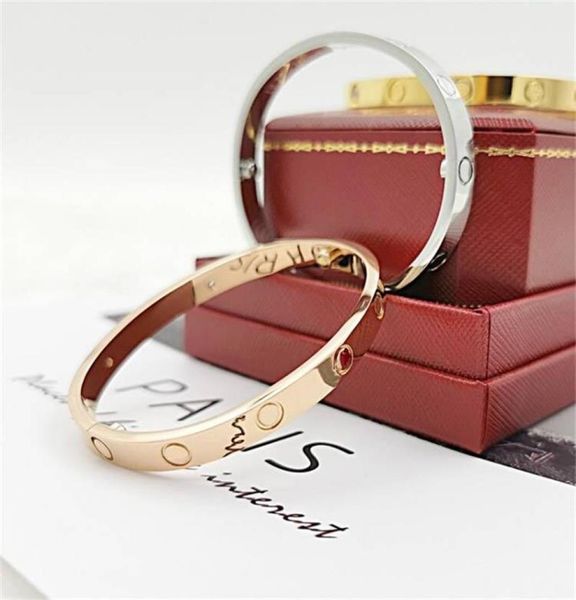 

men bracelet luxury love bangle for women designer fashion stainless steel famous jewelry plated silver rose couple 4 diamonds scr6161813, Black