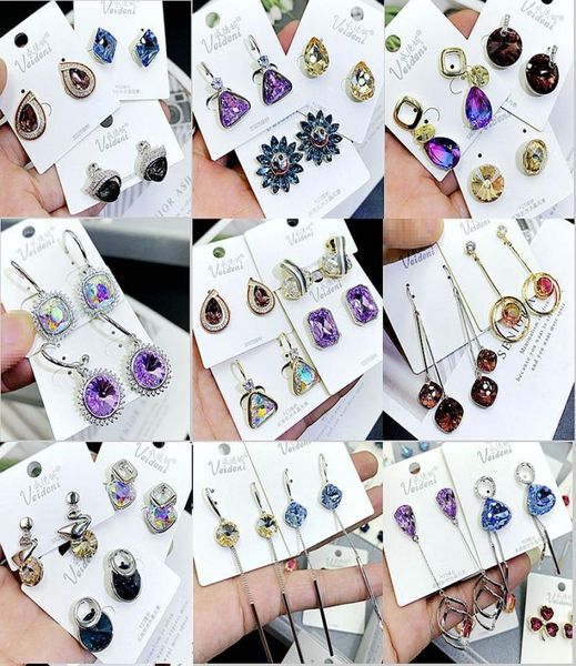 

925 silver exquisite crystal earrings for women gift fashion diamond jewelry mix style whole6732828, Golden