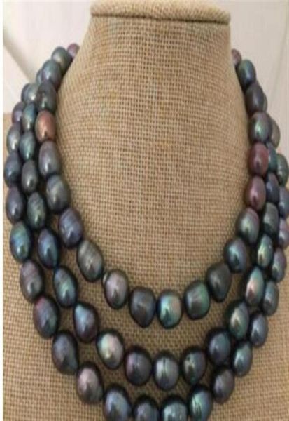 

stunning 1213mm tahitian black pearl necklace 38inch 925 silver28015549626, Silver