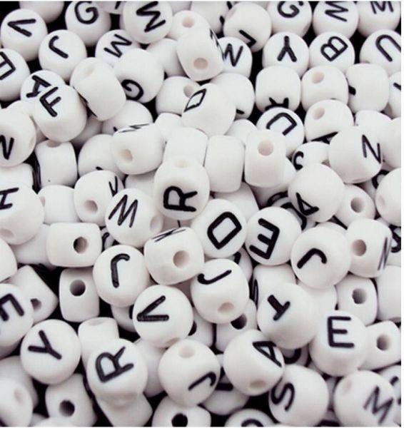 

1000 pcs acrylic random letter az white disc alphabet beads 7x5 mm to wordwide1478336, Black
