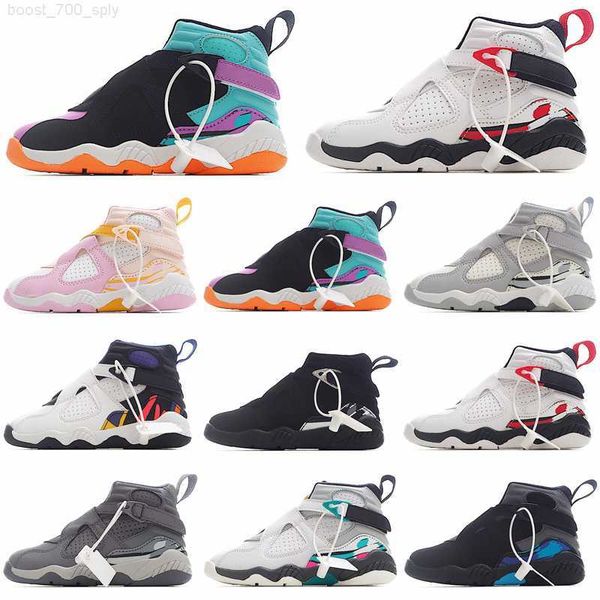 

jumpman 8 cool grey kids basketball shoes viii 8s university blue orange pearl arctic pink white multi-color for boy girls youth children at, Black