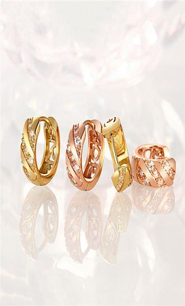 

new design 18k gold plated swiss cz diamond jewelry fashion small hoop earrings beautiful wedding gift wjl17301572432, Golden;silver