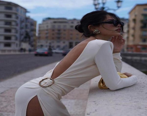 

casual dresses elegant white full sleeve backless slim split floor length dress waist fashion celebrity evening party4185069, Black;gray