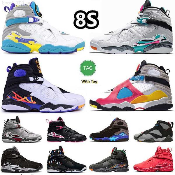 

mens 8 8s basketball shoes white aqua bordeaux countdown pack reflective three peat valentines day south beach turbo green pinksicle sports, Black