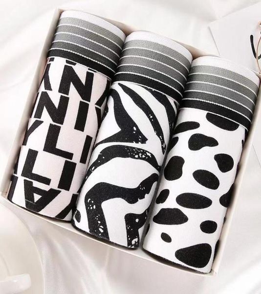 

underpants 5pcs 2021 brand men underwear set cartoon series large size boxer cotton1572113, Black;white