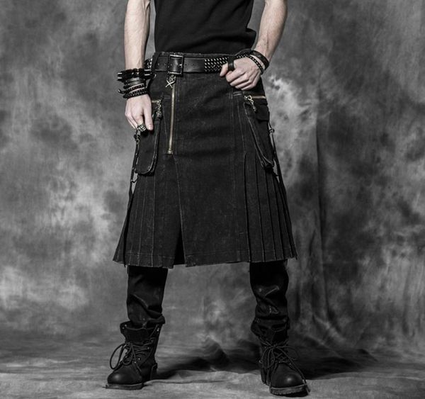 

mens skirt pants steampunk gothic rock mens fashion skirt pants steage performance cosplay costume scottish culottes8055680, Black
