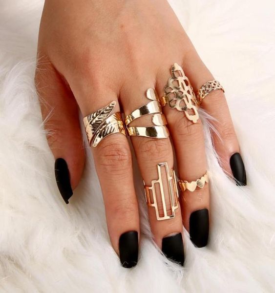 

modyle bohemian gold color metal rings set for women vintage stacking crystal star geometric knuckle ring party wedding jewelry8982467, Golden;silver