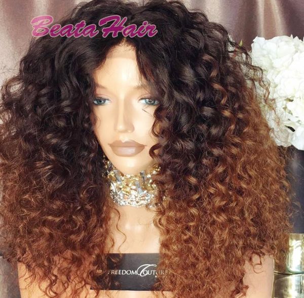 

bythair 150 density two tone color human hair wig 1b30 ombre lace front wig virgin brazilian full lace with baby hairs pre plu4843872, Black;brown