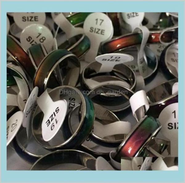 

band jewelry 100pcs fashion mood ring changing colors rings size 16 17 18 19 20 stainless steel drop delivery 2021 m1frl86431317673018, Silver