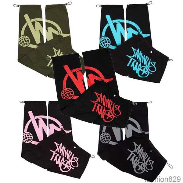 

men's pants cargo pants minus two cargo harajuku casual loose punk rock straight wide leg trouser streetwear y2k pant retro street tren, Blue