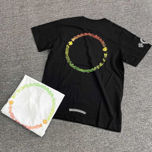 

men's fashion luxury t shirt brand ch t-shirts designers men women tees horseshoe sanskrit cross print classics cotton t-shirt casual, White;black