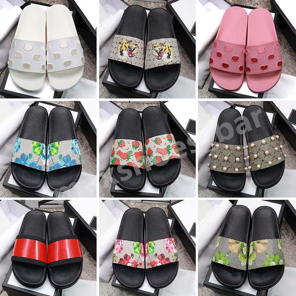 

2023 designer men women sandals with correct flower box dust bag shoes snake print slide summer wide flat sandal slipper size 35-48 m86