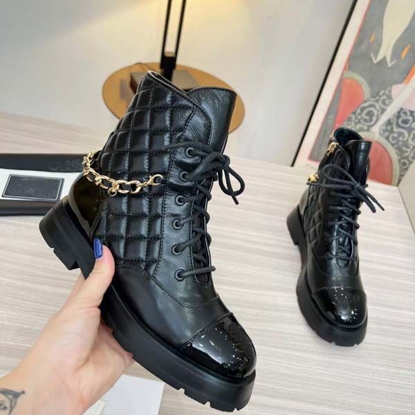 

luxury womens boots brand calf leather autumn and winter fashion martin boot platform flat heel shoes size 35-41 with box, Black