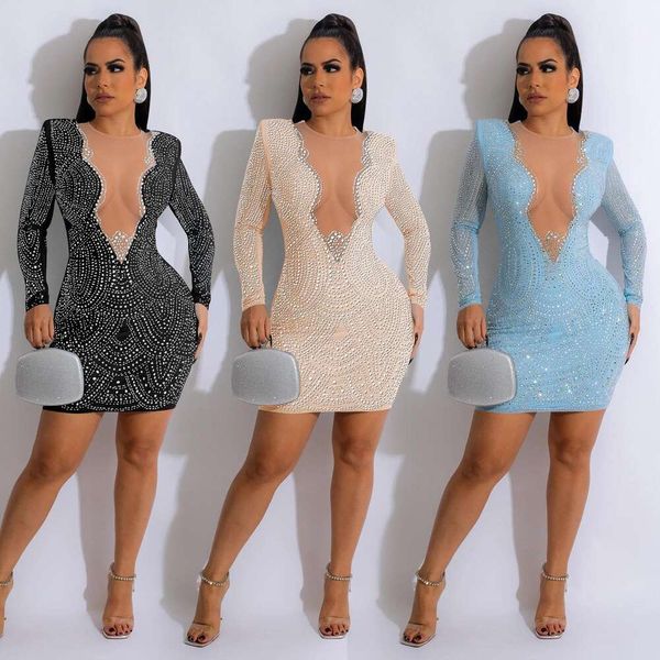

fashion womens dress pure color drill gauze v neck long sleeved, Black;gray
