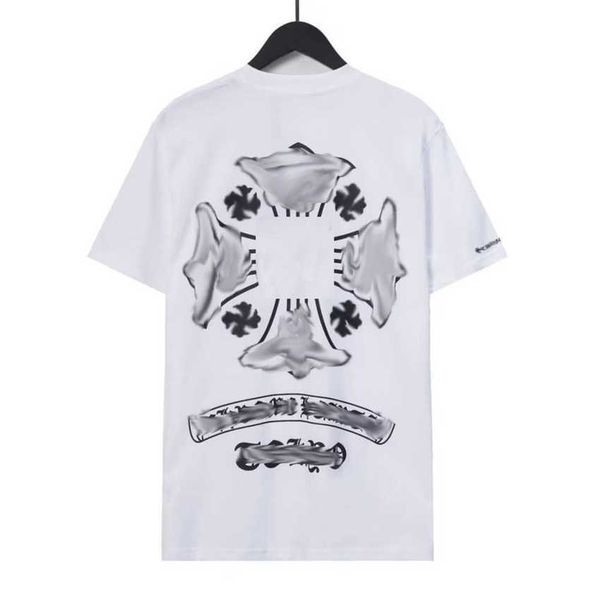 

men's fashion luxury t shirt brand ch t-shirts designers men women tees horseshoe sanskrit cross print classics cotton t-shirt casual, White;black