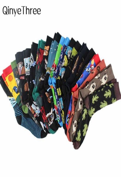

men's socks new funny dinosaur cat dog deer skull frog fish owl cock ocean waves pug monkey naut men women socks dropship t221011792689, Black
