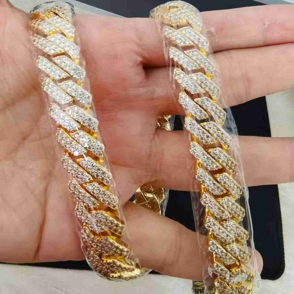 

hip hop iced out mens baguette personality cuban link chain jewelry necklace bracelet women 925 silver vvs moissanite accessory