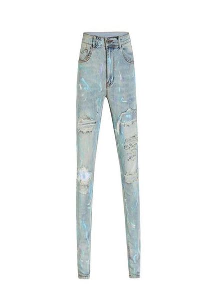 

men039s jeans light blue rotten hole beggar jeans water loaded multi craft four seasons jean33903234085708