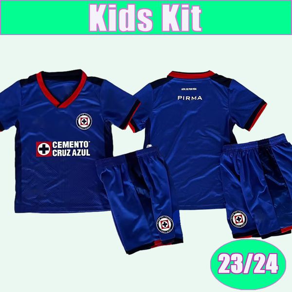 

23 24 cruz azul kids kit soccer jerseys salcedo lira antuna duenas moises tabo rivero huescas rodriguez lotti escobar rotondi home football, Black