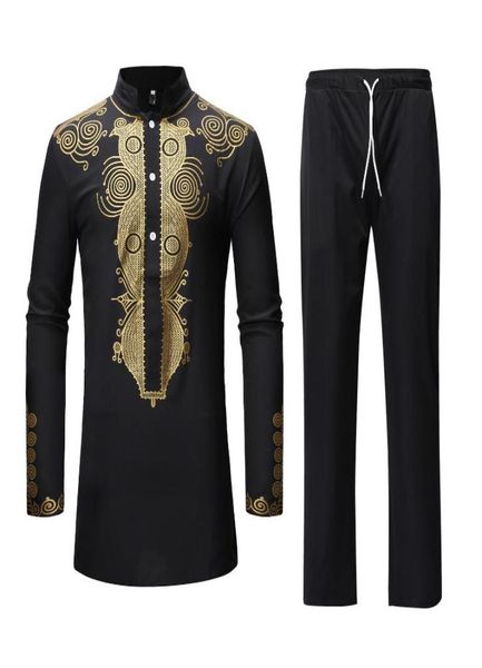 

mens african dashiki print shirt pants set 2 pieces ethnic clothing outfit men clothes streetwear africa suit4443975, Red
