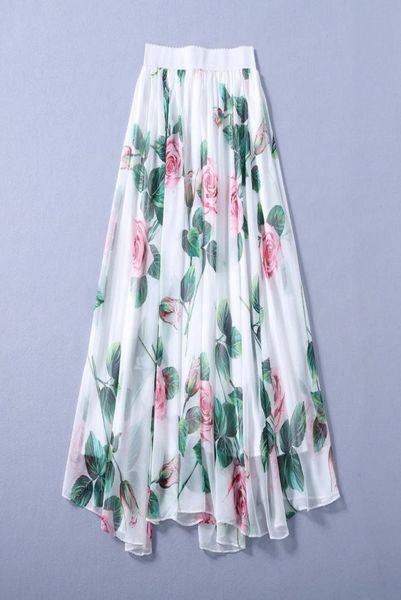 

new european and american women039s drs for spring 2020 rose print fashion irregular pleated skirt42947281651474, Black