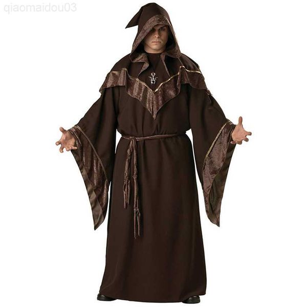 

theme costume new medieval wizard cosplay halloween comes for men religious godfather party performance mage uniform for man robe set l23080, Black;red