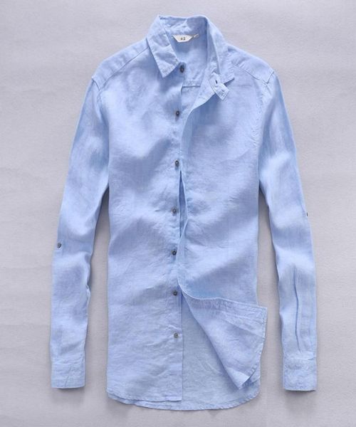 

italy pure linen shirts men summer long sleeve men shirt solid casual shirts man classic shirt mens flax chemise4818809, White;black