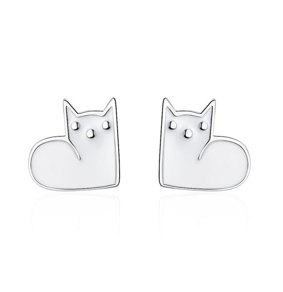

tt197 s925 sterling silver needle super cute cats ear stud earrings female personality epoxy black cat jewelry for young girl gif7422793