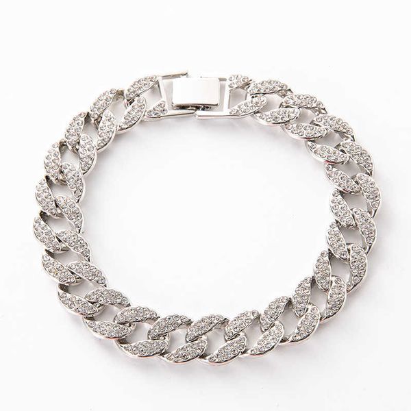

15mm alloy full diamond hiphop anklet poison with the same foot accessory ins trendsetter summer rhinestone cuba, Red;blue