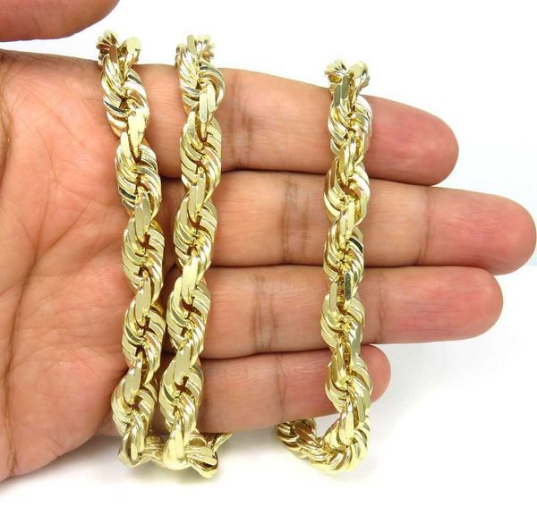 

fast delivery 3mm gold rope chain hip hop style shine brightly real 10k 14k 18k solid gold cord chain necklace fancy jewelry, Silver